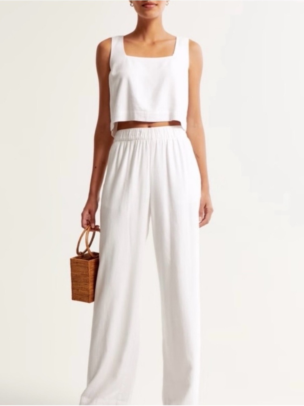 Abercrombie High Waisted Pull On Linen Pants